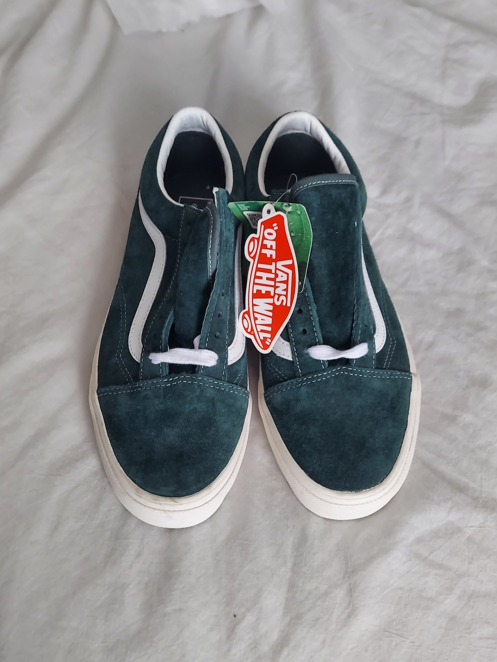 Vans Old Skool Suede Sneakers in Teal with White Stripe